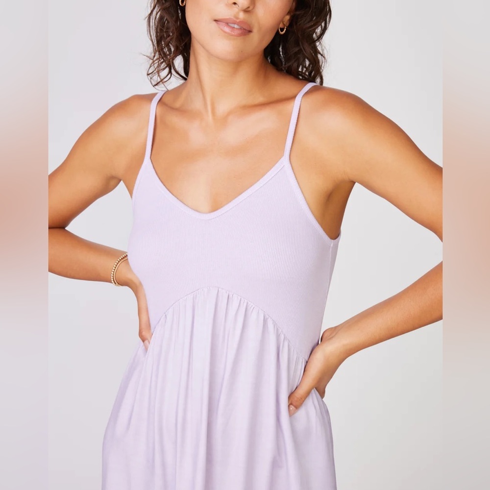 Stateside Viscose Satin Mixed Media Cami Dress in Lilac size M